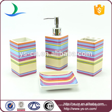 4pcs square colourful stripes ceramic industrial toilet accessories set